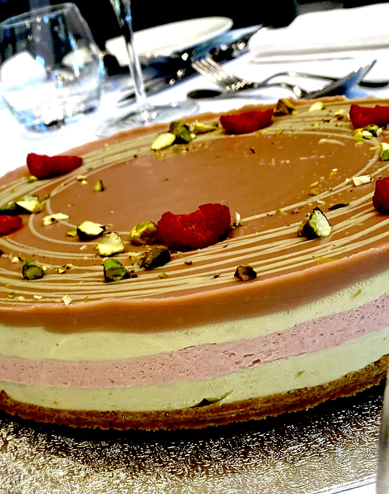 Pistachio and Ruby Chocolate Torte